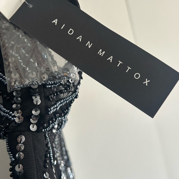 Aidan Mattox Geometric Beaded Blouson Cocktail Dress - Picture 6 of 6